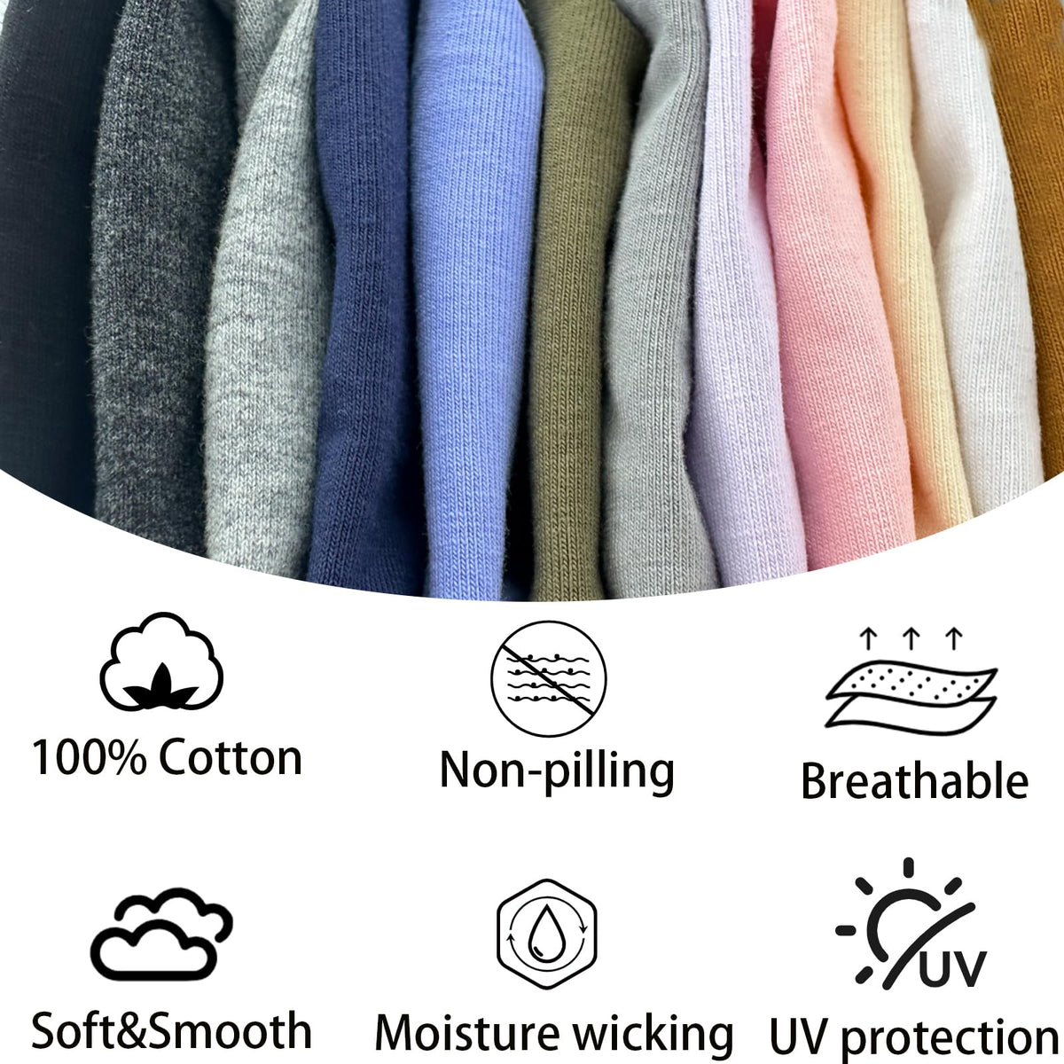 vidsel 100% Cotton Skull Caps for Men Women Breathable Night Cap Sleep Hats Soft Lightweight Running Beanie Helmet Liner