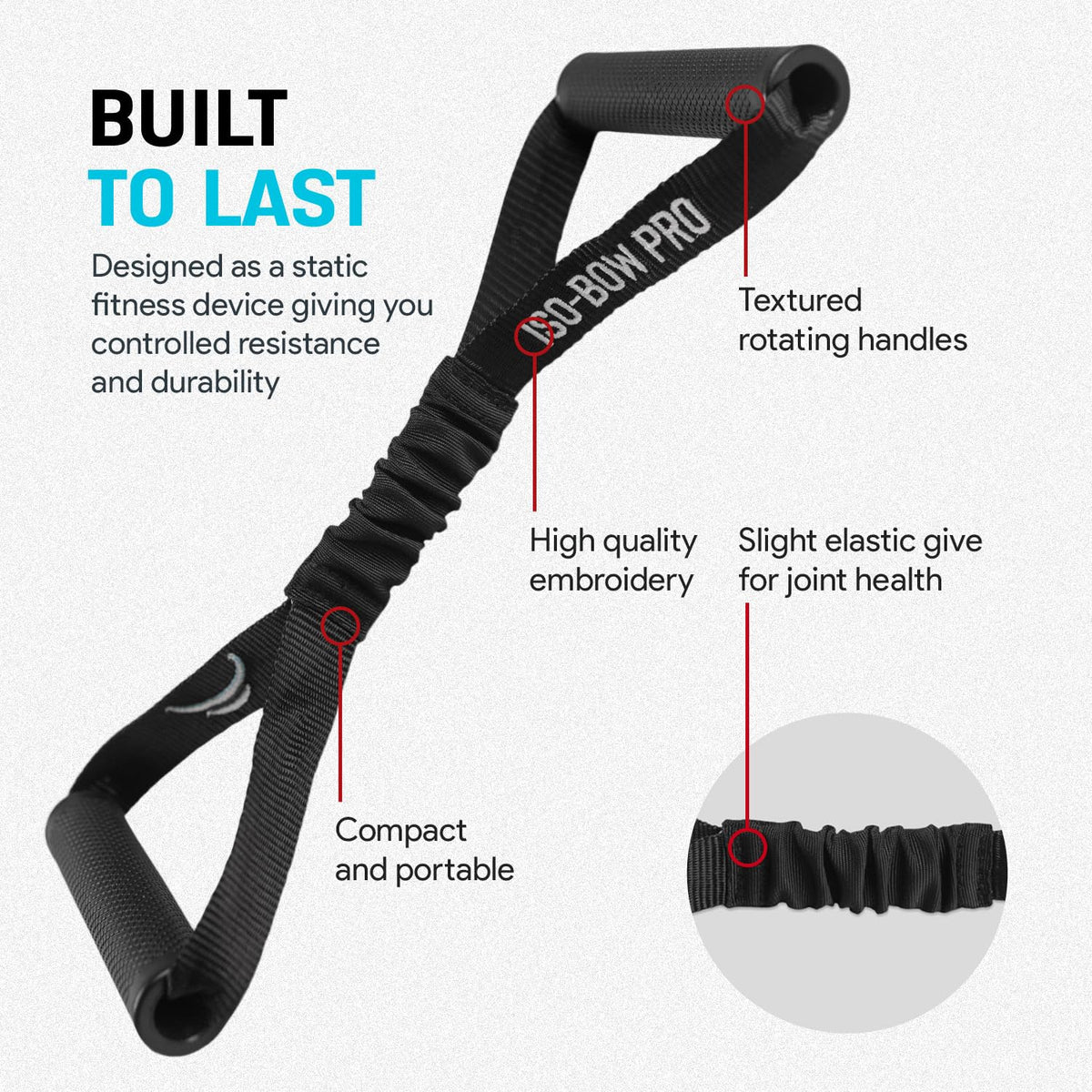 Bullworker Iso-Bow Pro Pair - Isometric Exercise Equipment: Self Resistance Portable Exercise & Stretching Straps with Handles - Yoga, Pilates, Mobility & Strength Training