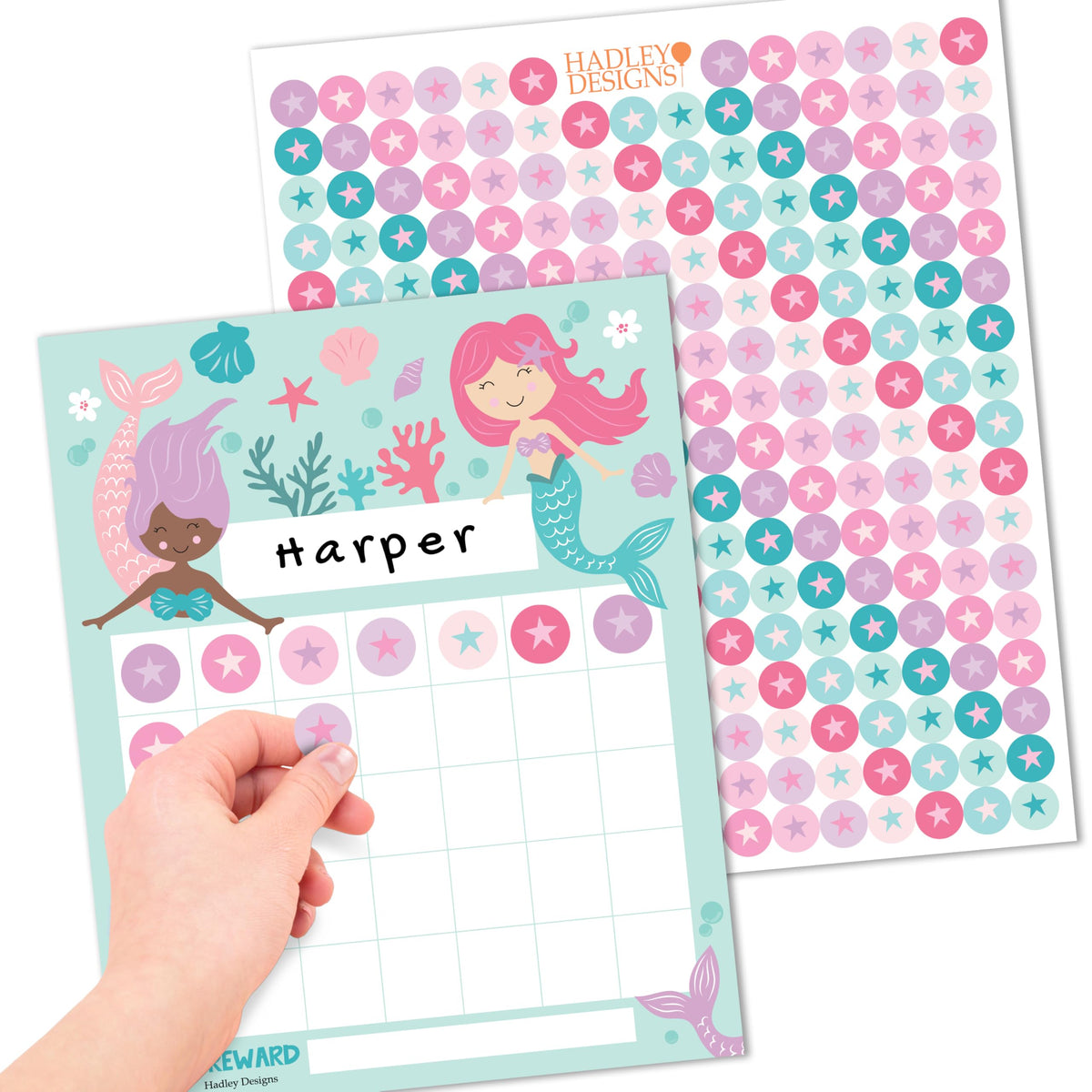 Sticker Chart for Kids Behavior at Home & Classroom - 25 Reward Chart for Kids Incentives, Gold Star Sticker Sheets, Mermaid Incentive Charts for Classroom Must Haves