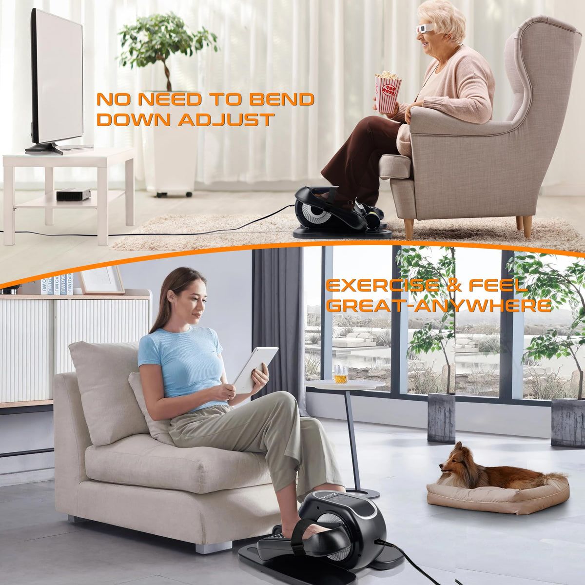 Zakle Under Desk Elliptical Machine, Electric Elliptical Training Machine for Seniors w/Remote Control, 12 Speed Levels, Manual & Auto Mode, Quiet Seated Pedal Exerciser for Home Office (Black)