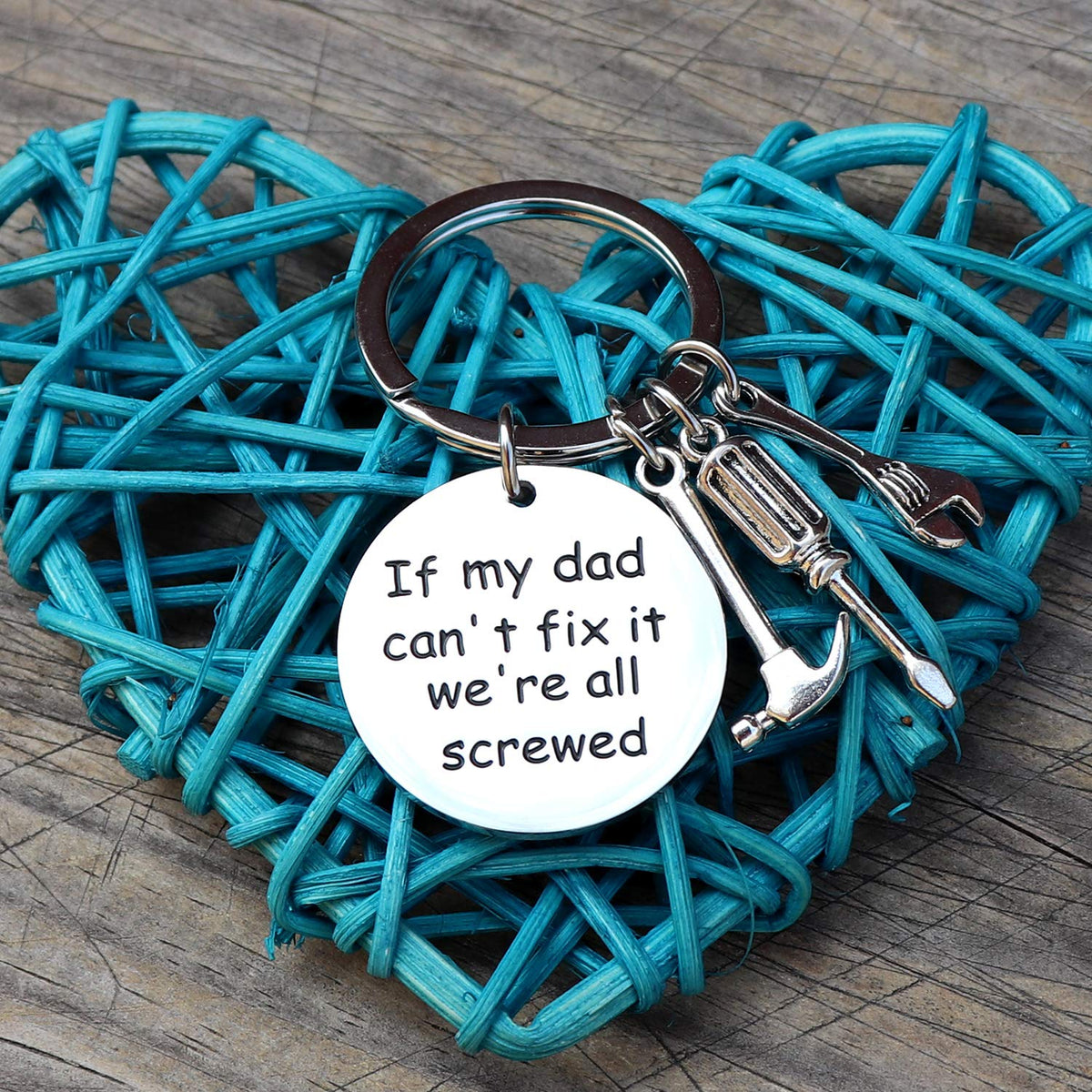 XGAKWD Dad Papa Funny Keychain Gift for Fathers Day, If My Dad Can't Fix It We're All Screwed, Christmas Birthday Key Chain for Father