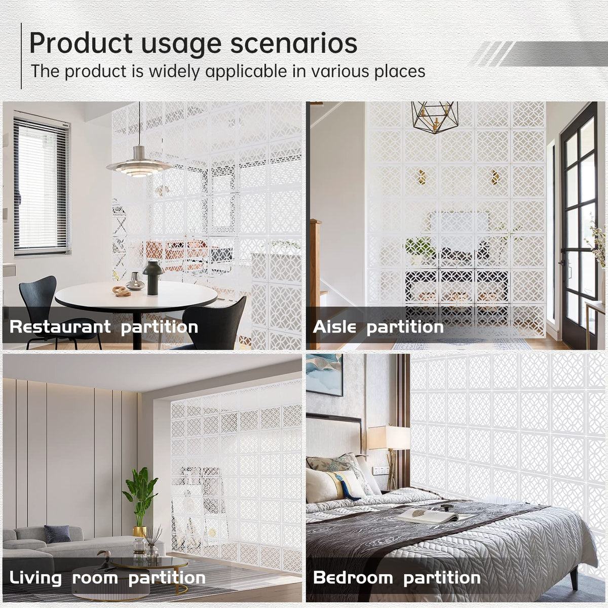 Boshen 24PCS Hanging Room Divider Wall Screen Panel Room Divider Panels Privacy Screen Divider Home Decor for Living Room Bedroom Home Office Restaurant Decor-White02