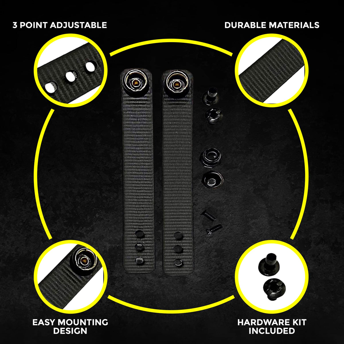 HolsterBuilder IWB Soft Holster Belt Loops - Holster Accessories with Dot Cap for Better Security, Heavy-Duty Belt Clip Works with 1.5" & 1.75" Belts - Kydex & Sheath Hardware Kit (Black)