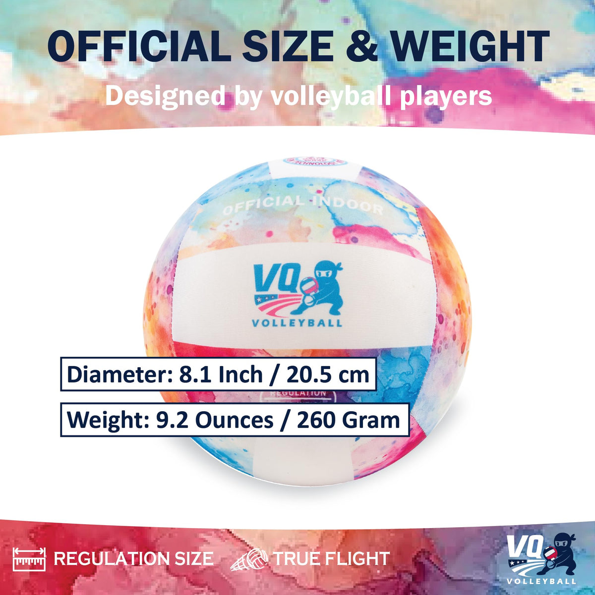 VQ Sports - Soft Volleyball for Indoor Practice - Foam Volleyball for in the House, Silent, No-Deflate, Durable, Perfect for Games & Practice - Soft on Arms