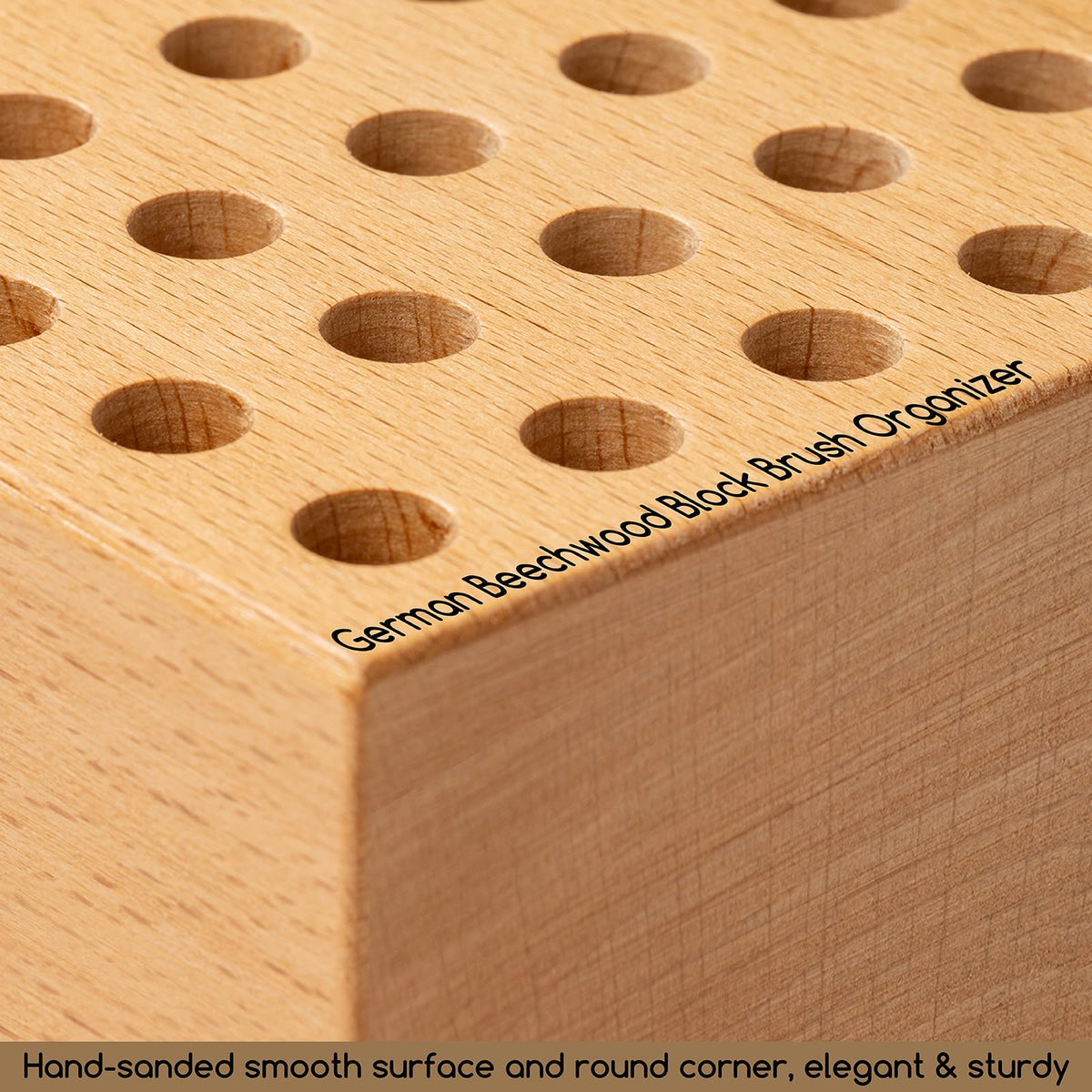 MEEDEN 2Pcs Beechwood Pencil and Brush Holders: 36 Holes Paint Brush Storage Organizer & Holder Rack - Wood Block Pencil Holder for Paintbrushes, Pens and Art Tools - Paint Brush Holder Display Stand