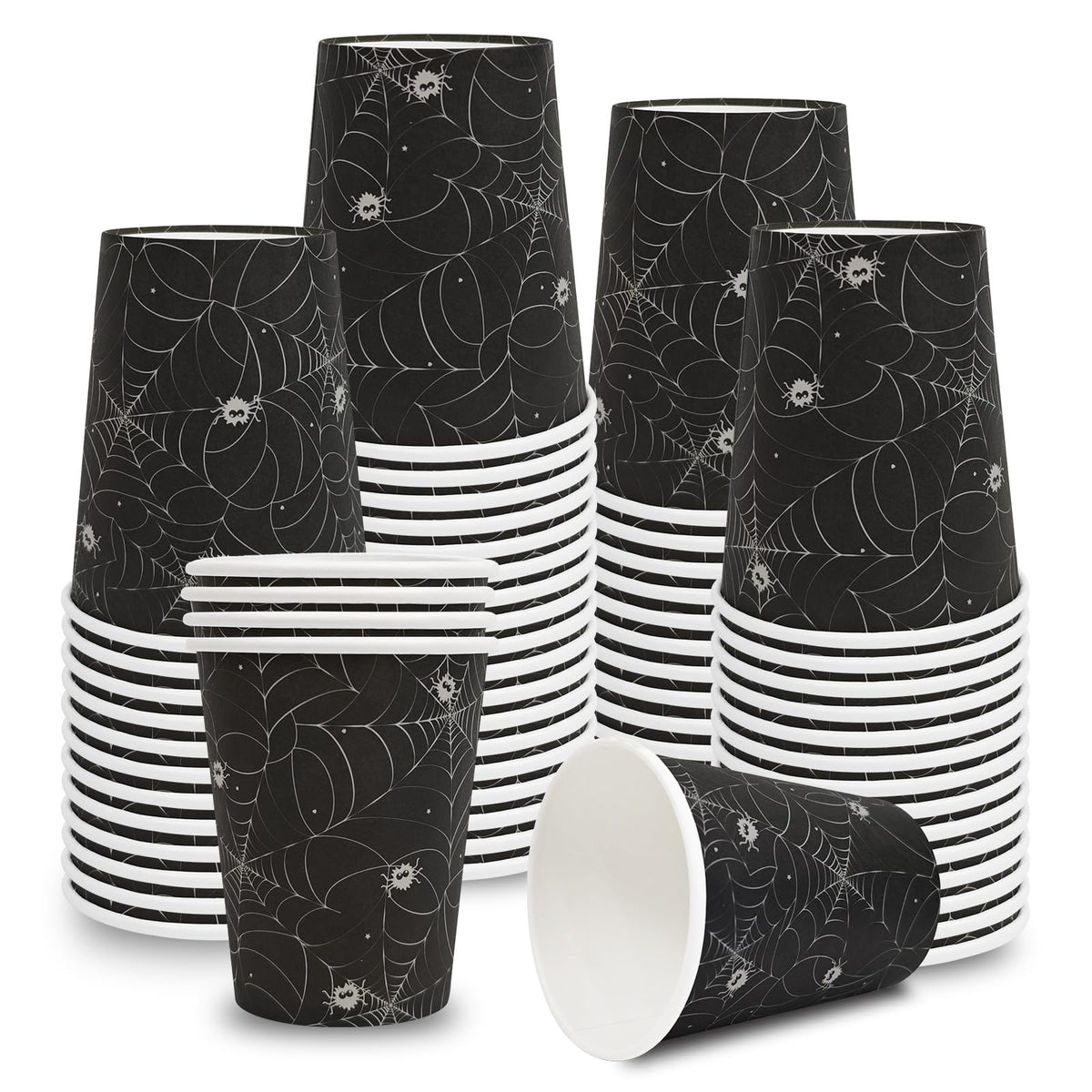 YQUQWN 50 PCS Halloween Spider Paper Cups, 9 oz Disposable Party Cups for Trick or Treat Activity Party Supplies for Kids Adults, Halloween Tableware for Drinks, Snacks Decor