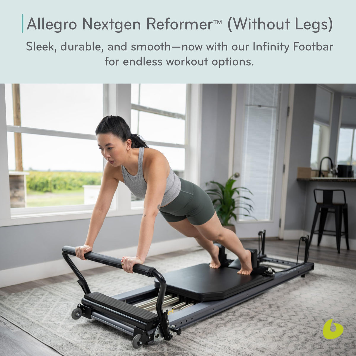 Balanced Body Allegro Nextgen Reformer Standard No Legs, Pilates Equipment for Home and Studio Workouts