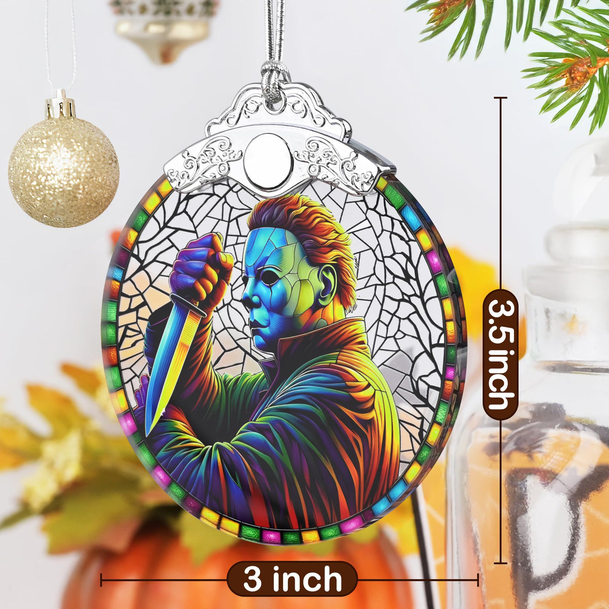 Stained Glass Horror Christmas Ornaments - Perfect for Tree & Window Decor