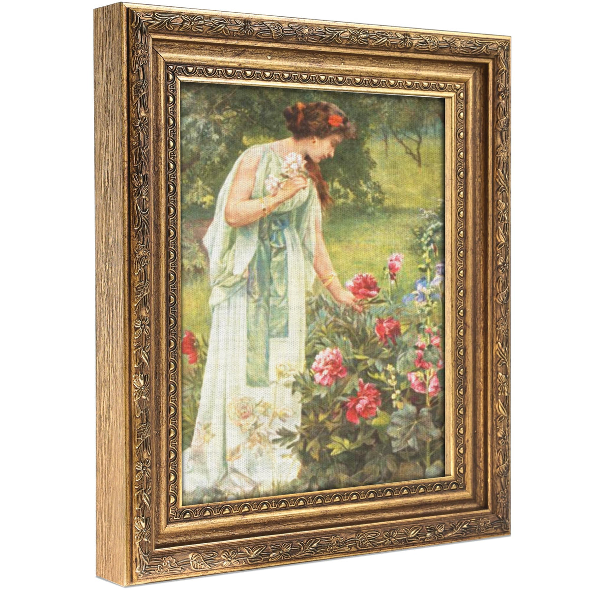 Abtgt 8x10 Canvas Floating Frame, Depth 2cm, Matte Gold Antique Ornate Canvas Frame for Oil Painting Art Prints, Vertical or Horizontal Wall Display, 1 Pack