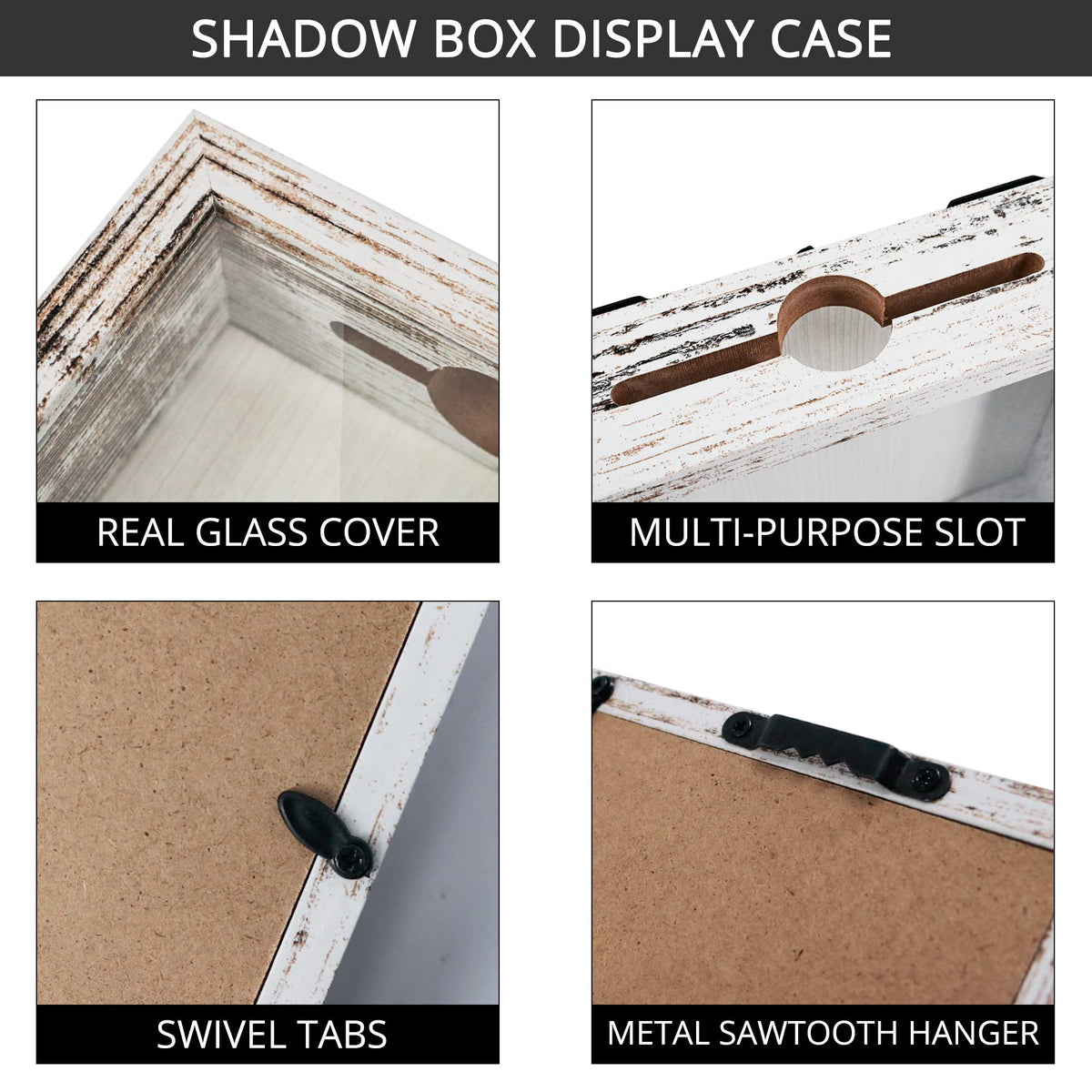 GraduationMall 8x10 Top Loading Shadow Box Frame with HD Glass,Wood Display Case with Slot,1.25 inches Interior Depth,Ideal for Wine Bottle Caps,Tickets,Shells,Stamps and More,White