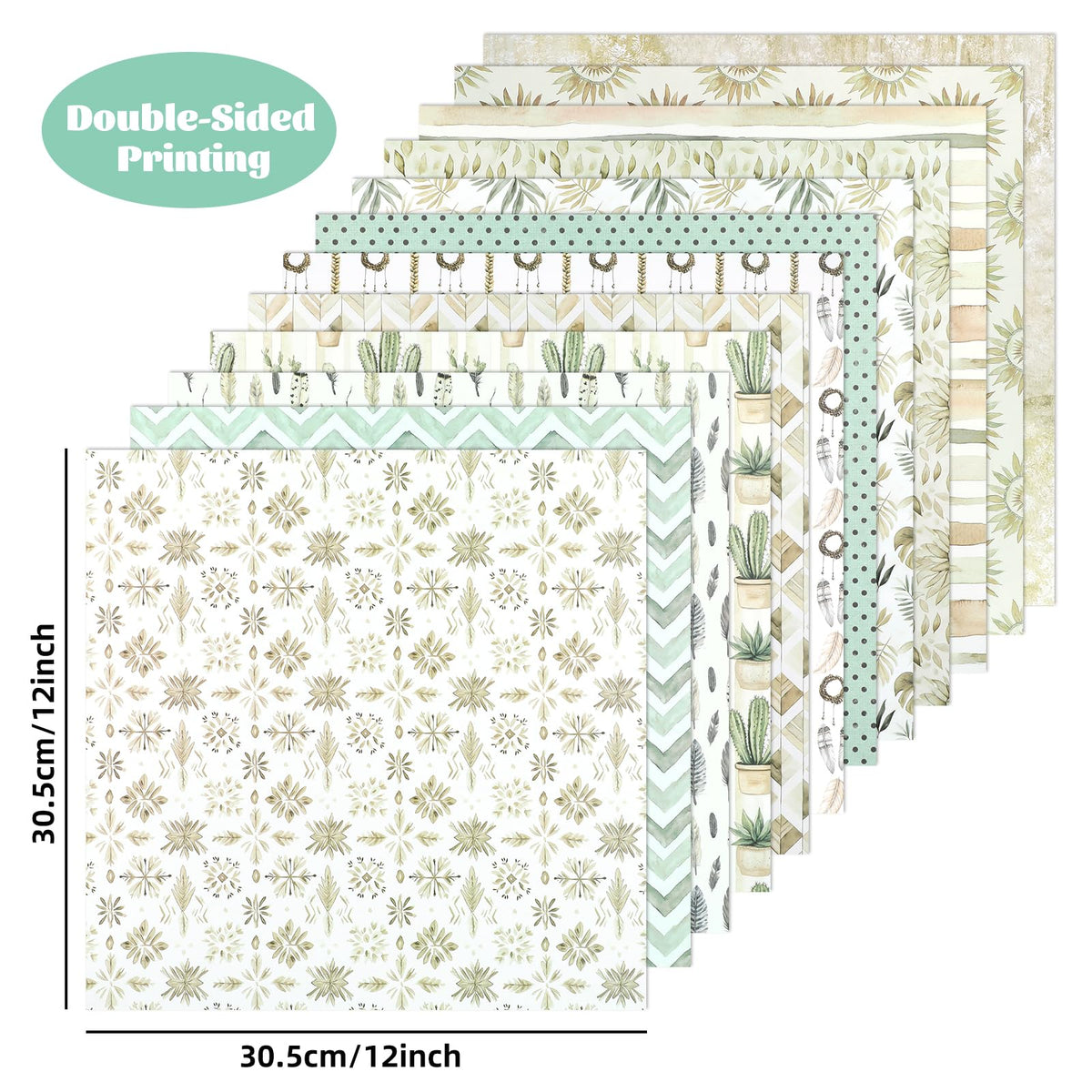 12x12 Inch Scrapbook Paper Beige Floral Patterned, 24 Sheets/24 Designs Double-Sided Print Craft Papers, Scrapbook Specialty Decorative Paper for DIY Album Decoupage Card Making Scrapbooking