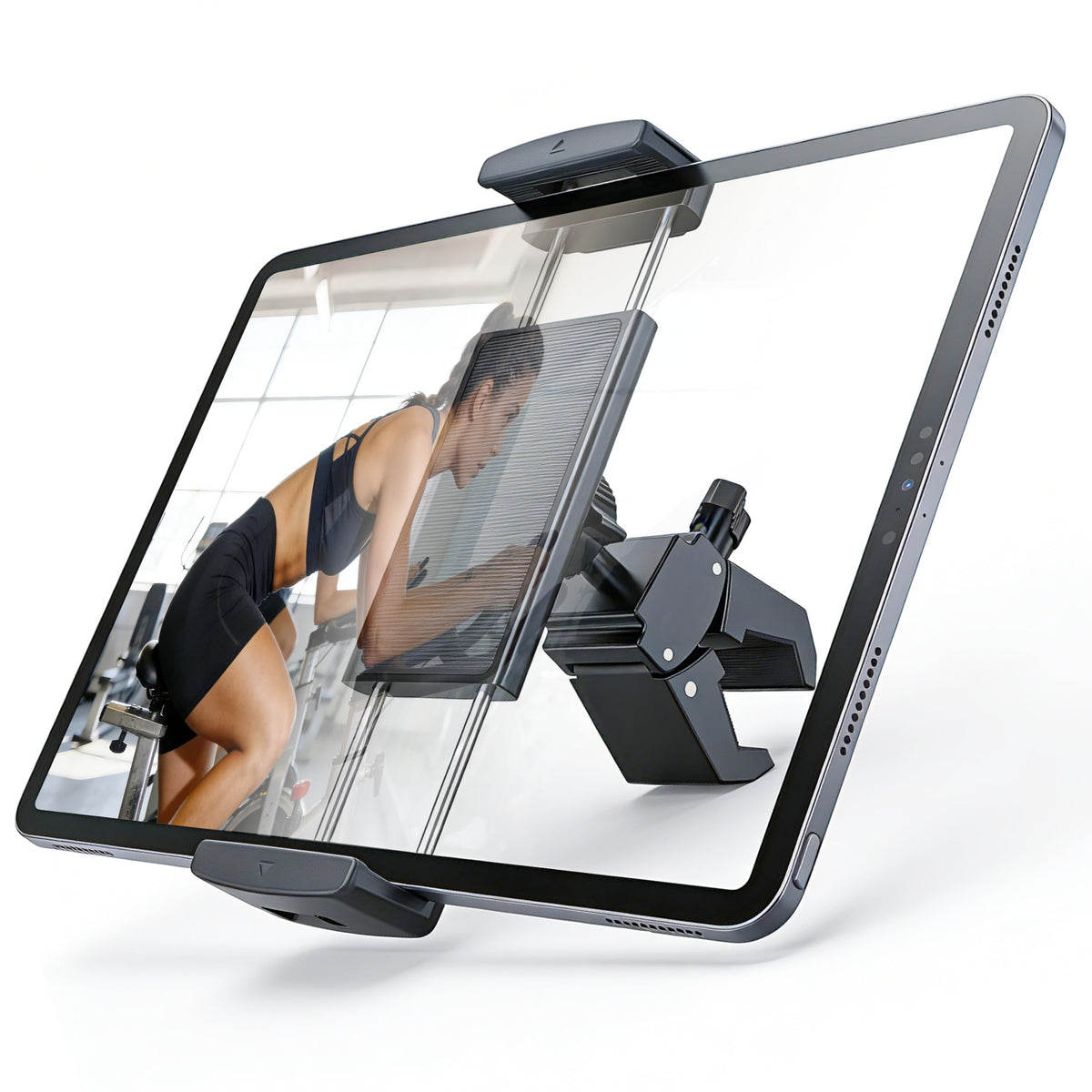 VasSmtCPH Spin Bike Tablet Holder Super Crab Handlebar Climp Mount for Gym,Treadmill,Stroller,Handlebar,Shopping Cart,Golf Cart Compitable with 4.7~12.9" iPad Switch iPhone e-Reader