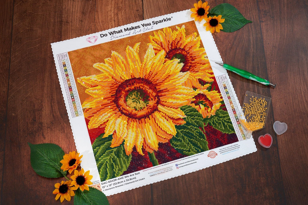 DIAMOND ART CLUB We are Sun Diamond Painting Kit, Fun DIY Crafts for Adults, Round Diamond Art Canvas, 13" x 13" (32.8 cm x 32.8 cm)