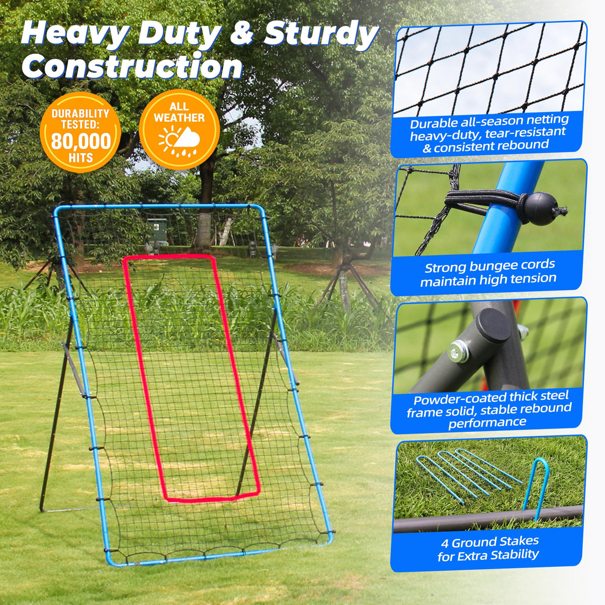 JOLORLY 2-in-1 Volleyball Rebounder Net, Adjustable 7×4 ft to 4.5×4 ft Bounce Back Training Rebound Equipment with Angle Customization for Volleying, Bumping, Spiking Practice (Blue)