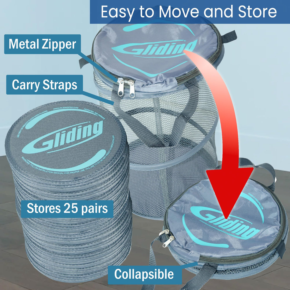 Gliding Exercise Discs: Club Pack for Hardwood Floors (25 Pair, Grey) Workout Sliders in Bulk