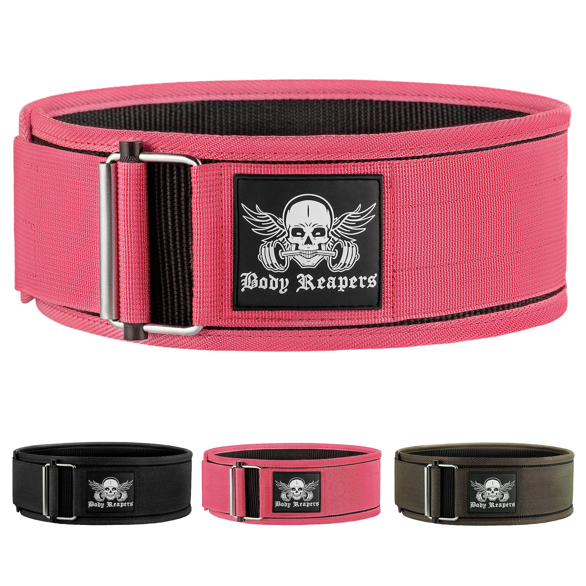 BodyReapers Nylon Auto-Locking Weight Lifting Belt, 4" Weightlifting Belt For Fitness, Weight Lifting, Olympic Lifting - Adjustable Deadlift Belt, Squat Belt - Workout Belt For Men & Women